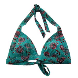 Aerie Aqua & Red Flower Swim Top Size S